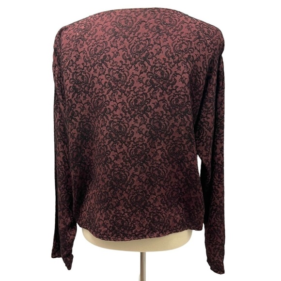 CP Shades Maroon & Black Printed Long Sleeve Button Front Shirt Women’s Medium - Picture 5 of 9